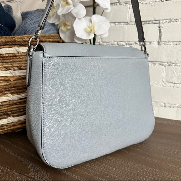 EUC $359 Kate Spade Jackson Medium Flap Shoulder Bag (Frosted Blue with Silver) - Picture 4 of 13